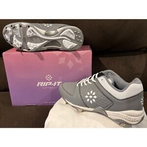 Ringor Rip-It Women’s Diamond Softball Spike Charcoal/White Cleats Size 9 NIB